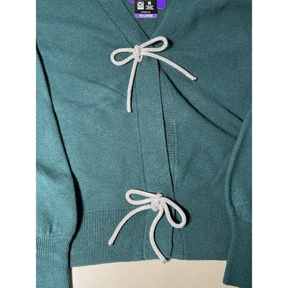 Express Bow Cardigan Women’s XXL June Bug Long Sleeve 2 Snap - Picture 6 of 12